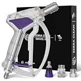 Short Pressure Washer Gun, Swivel Power Washer Gun 4060 PSI, Stubby Pressure Washer Gun with 3/8' Smooth & 1/4' Quick Connector Coupler Compatible with Hose Foam Cannon Car Wash Foam Gun