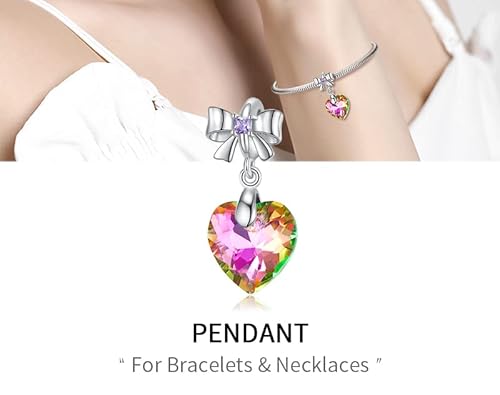 Zqa Heart Charms For Bracelet 925 Sterling Silver Cubic Zircona Bead Charms For European Snake Charm Bracelet For Mother Daughter Birthday Christmas Gifts #TOP1