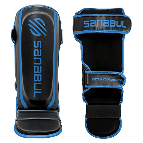 Sanabul Essential Hook And Loop Strap Kickboxing Muay Thai Mma Shin Guards (Metallic Blue, S/M) #TOP2
