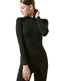 TM-WT32-BLK_Small Tesla Women's Thermal Coldgear Compression Baselayer Mock Long Sleeve WT32