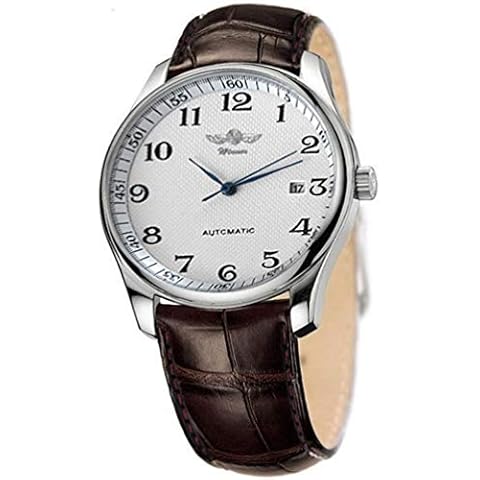 VIGOROSO Men's Classic Automatic Mechanical Day Calendar Luxury Leather Band Watch Cover
