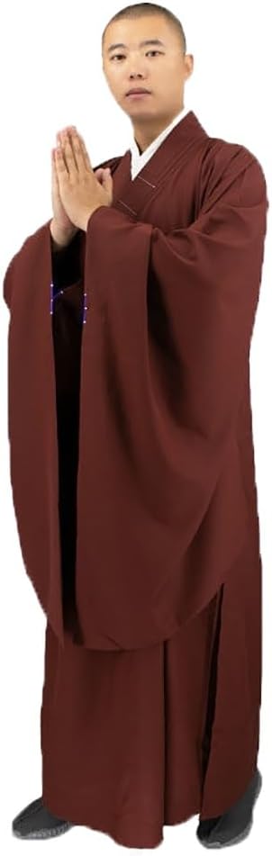 Unisex Meditation Monk Robe Spring Autumn Loose Comfortable Traditional Buddhist Monk Clothes(Black,3XL)