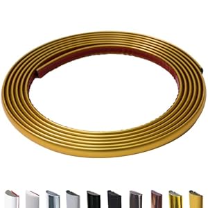 9.8 Ft Peel and Stick Wall Molding Trim, D-Shape Flexible Molding Trim Matte Gold for Backsplash, Mirror, Wall, Window & Door Frames, Waterproof Self Adhesive Trim(W:0.4″, T:0.1″)