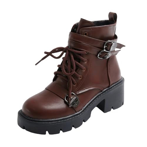 Bottes courtes anti-froid en cuir verni marron semelle épaisse pour pieds au sec