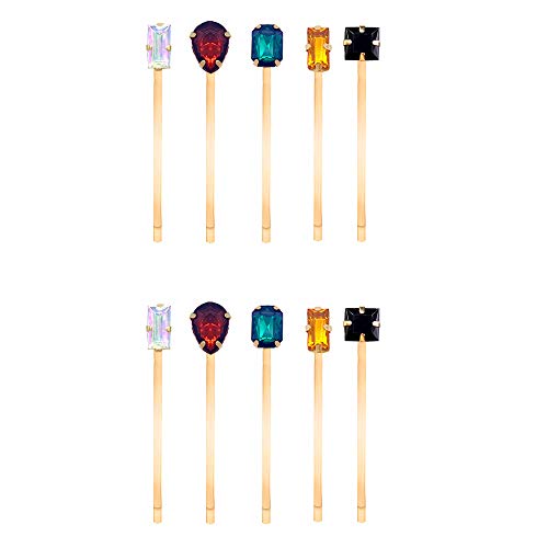 10 PCS/5 Pairs Bobby Pins Set Rhinestone Bobby Pin Pearl Metal Hair Clip Crystal Decorative Bobby Pins for Women. (Color 1)