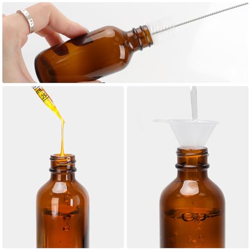 24 Pack 2 oz Glass Dropper Bottles with Measured Dropper - 60 ml Dark Amber Tincture Bottles for Essential Oils, Perfumes, Aromatherapy, Chemistry Lab Chemicals by Cehomi - Image 5