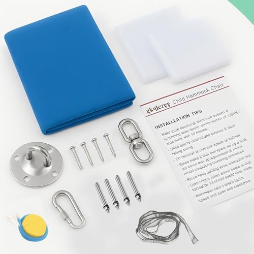 Kids Sensory Swing with 360° Rotation & Adjustable Height – Indoor/Outdoor Pod Swing for Autism, Durable, Safe with Four-Hole Screws, Supports Up to 176lbs – Complete Accessories Kit(Blue) - Image 7