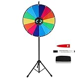 Hooomyai 24 Inch Prize Wheel with Folding Tripod Floor Stand Height Adjustable 14 Slots Color Dry Erase Spin Wheel Spinner Game with Dry Erase & Marker Pen for Trade Show Fortune Spinning Game
