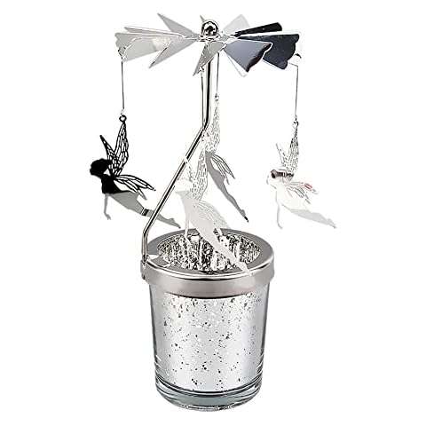 BYNYXI Silver Rotating Candlestick Metal Spinning Tealight Holder Carousel, rotating candlestick holder, Rotary Candle Holder Spinning Tea Light Candlestick for Home Wedding Parties Decor Cover