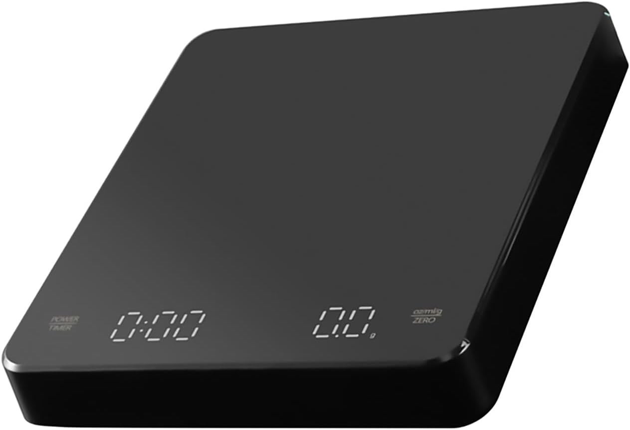 Coffee Scale QISUO Digital Coffee Scale with Timer LED Screen Espresso Scale Built-in Battery 3kg Max.Weighing 0.1g High Precision Measures in oz/ml/g Kitchen Scale for Pour Over and Drip Coffee