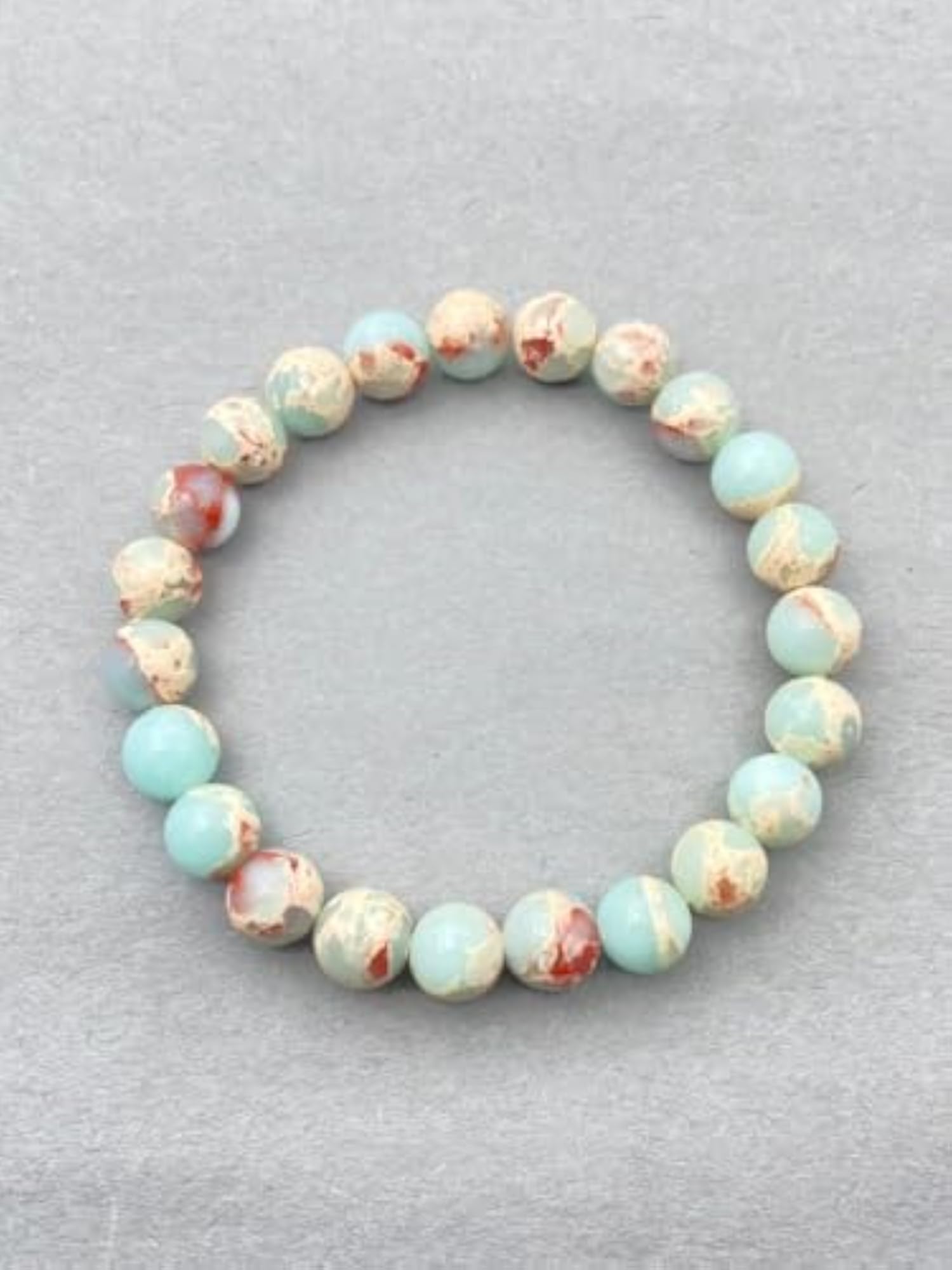 Unisex Natural Sea Sediment Jasper 8mm Stretchable Bracelet