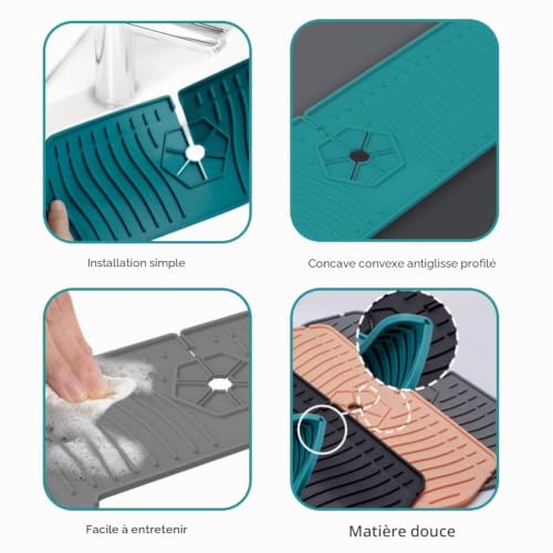 TBEONE Tapis Absorbant pour Robinet épaississant, Protection Contre Les éclaboussures pour évier de Robinet de Cuisine, Grand Tapis de récupération d'eau en Silicone pour Robinet – vue 7