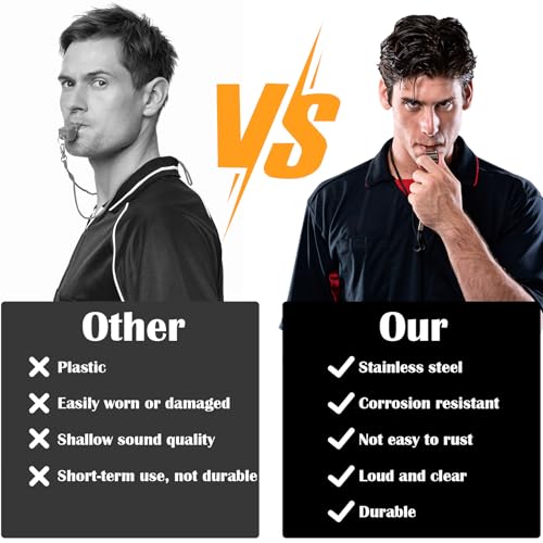 QOEOTUY 2 Stück Pfeife Edelstahl - Schiedsrichter Pfeife mit Schlüsselband - Trillerpfeife Sportunterricht, Laut und Deutlich - Profi Whistle für Schiedsrichter, Trainer