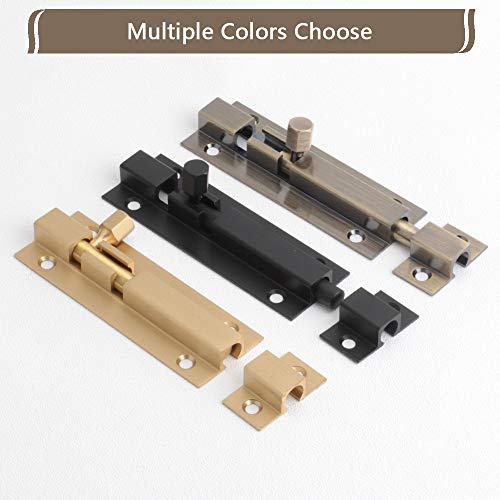Beiermei Barrel Bolt Latch Copper Security Slide Bolt 4 Inch Solid Cast Thickened Brass Bolt Latch Lock For Doors Windows, Heavy Duty Gate Sliding Bolt Latch (Black Tone) #TOP1