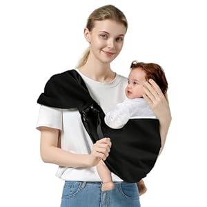 Baby Sling Carrier, Toddler Sling Toddler Carrier with Wide Shoulder Strap, Lightweight Baby Carriers Newborn to Toddler Infant Wrap Carriers Perfect for Mom and Dad, Black