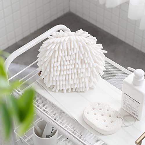 SunaOmni Chenille Hand Towels Set Fuzzy Ball Towel Sets Soft Absorbent Fuzzy Ball Towel with Loop for Bathroom Kitchen 2PCS