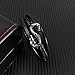 Rockyu Men's Black Leather and Stainless Steel Dragon Bracelet 210mm Length 11mm Width Edgy Design Fashion Jewelry