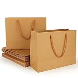 SENENQU 24pcs 27 x 10 x 21cm Paper Gift Bags with Handles, Large Kraft Paper Bags, Reusable Brown Carrier Bags Party Gift Bags for Shopping Birthday Wedding Present Packaging