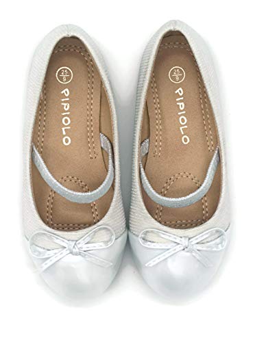 Pipiolo Mary Jane Ballerina Flats  Shoes for Girls (White, 6 M US Toddler)