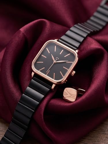 Image of AMERICANVIBER | Premium Square Analog Watch for Women & Girls | Stylish Stainless Steel Strap | Elegant Heart Second Hand | Adjustable Lock | Trendy Ladies Wrist Watch under 499 | Square Case Design | Perfect for Casual | Affordable Fashion Watch for Girls