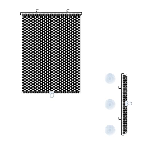 Temporary Portable Roller Blinds, UV Protection Blackout Window Shade Curtains, Thermal Insulation Privacy Screen for Home, Office, Car,Black,40 * 60cm