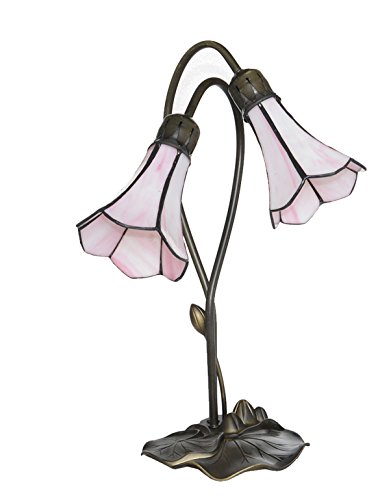 Loxton Lighting - Lámpara de mesa (2 luces, cristal de color rosa)
