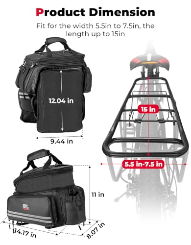 KEMIMOTO Bolsa de bicicleta, suporte traseiro de 20 L, resistente à água, de couro de carbono, bolsa