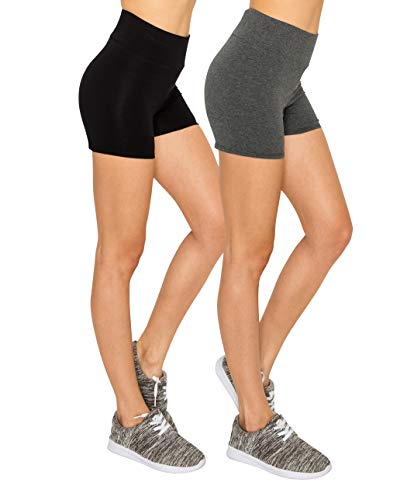 EttelLut Cotton Active Running Bike Leggings-Athletic Exercise Yoga Walking High Waisted 3" Shorts