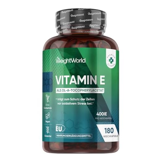 Vitamin E Weichkapseln 400IE - 180 vegane Softgels - Vit E Öl DL Alpha Tocopherylacetat - 6 Monate Vorrat - Vitamin E trägt zum Schutz der Zellen vor oxidativem Stress bei (EFSA) - WeightWorld
