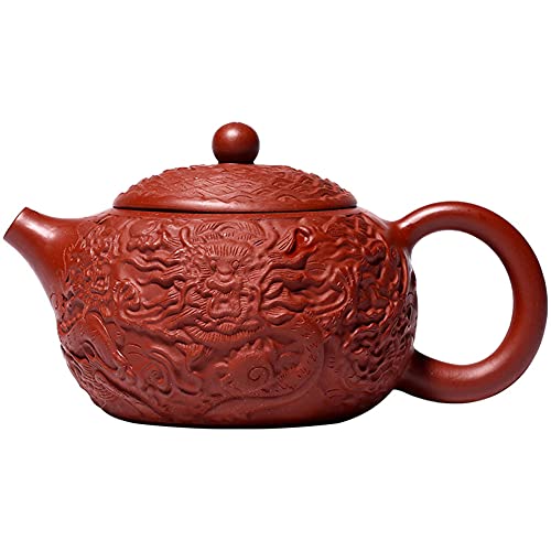 Image of Xishi Teapot 10oz Chinese Dragon Zisha Clay Tea Pot Dahongpao Mud Kungfu Tea Set Kettle