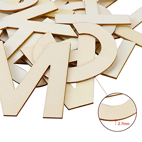 Billioteam 78 Pcs 3" Wooden Craft Letters,Natural Blank Unfinished Wooden Alphabet Letters For Diy Painting,Letter Board,Home Wall Decoration #TOP2