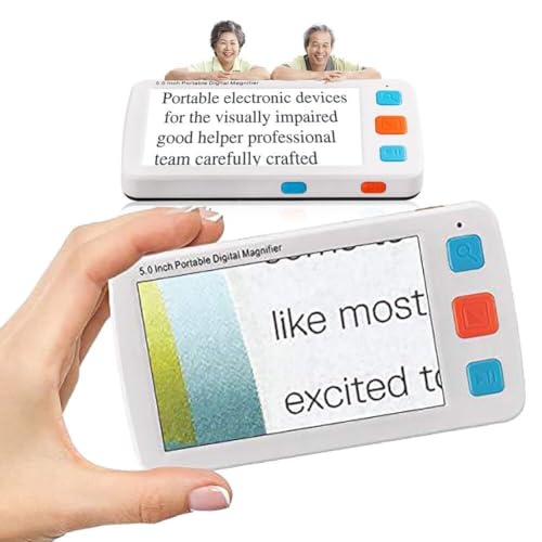 Image of LPLYAA 5 inch Digital Video Magnifier, Handheld Portable Electronic Reading Aid, Support AV Output to TV with 4X-32X Zoom Multiple 17 Kinds Color Mode, Rechargeable Battery Powered, 20240501