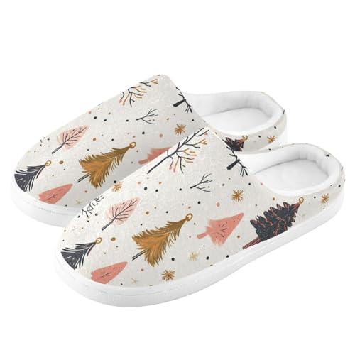 JUNZAN Christmas Trees Snowflakes Mens Home Cotton Slipper Soft Memory Foam Indoor Shoes for Travel Funny Presents 6-74