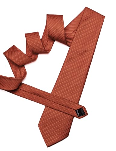 Image of Barry.Wang Solid Striped Tie for Men Silk Necktie Pocket Square Cufflinks Formal Wedding Party Business