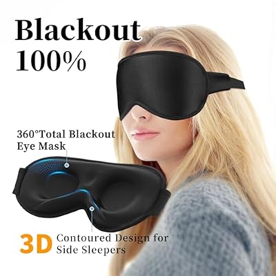 3D Sleep Mask for Men&Women, 2 Pack Contour Eye Masks for Sleep, Side Sleeping Mask for Men&Women, Blackout Eye Mask for Sleeping Eye Mask, Airplane Travel Essentials for Men, Meditation Black & Black