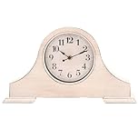 Woodhouse & Mitchell Vintage Mantel Clock – 36cm Wood-Effect Mantle Clock, Silent Non-Ticking Quartz Fireplace Clock, Classic Retro Shelf Clock for Living Room, Bedroom or Hallway (Distressed White)