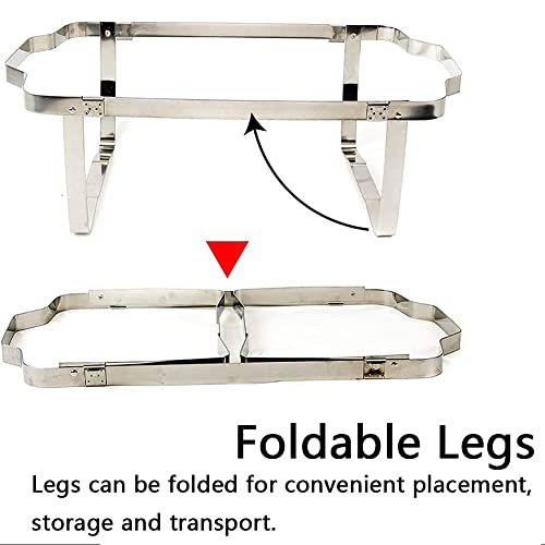 hyywmgx Rechteckige Chafing Dish 2er-Pack, 8QT Full Size Edelstahl Chafer Dish und Buffetwärmer-Set mit faltbarem Rahmen… – Bild 4
