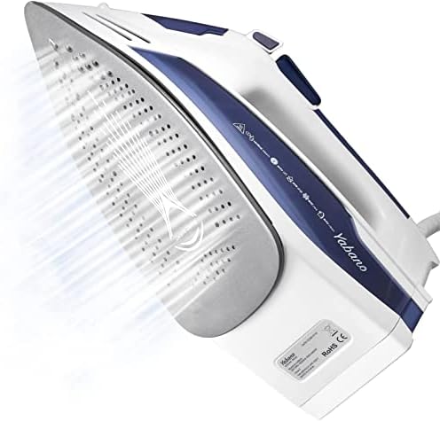 Yabano Steam Iron, 2400W Electric Iron For Clothes, 310g Steam Boost, Non-Stick Ceramic Soleplate, 350ml Water Tank, Self-Cleaning and Water Spray Function, Anti-Drip, Anti-Calc, 2.2m