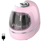 Taille-crayon électrique à lame WHICUT pour une coupe parfaite et rapide - Pour crayon bois couleur & graphite avec réglage de pointe - USB ou pile - Ideal pour enfant, étudiant, artistes - Rose