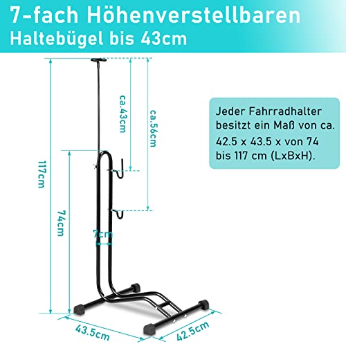 Miniatura 3 de Izrielar Soporte De Bicicleta De Pie, 20 A 29 Pulgadas, Soporte De Pie Para Rueda Delantera O Rueda Trasera, Soporte De Tienda Para Bicicletas, Soporte De Bicicleta Para Garaje, 2 Piezas