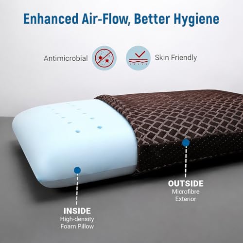 Image of LA VERNE Cooling Gel Infused Pincore Technology Breathable Memory Foam Pillow with 3S Rebound| Cool Gel Cervical Support for Neck & Shoulder Relief Orthopedic SleepingPillow (Pack of 1)