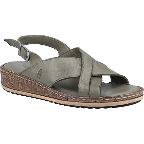 Hush Puppies Elena - Sandalias de cuña de cuero para mujer, Olive, 8 UK