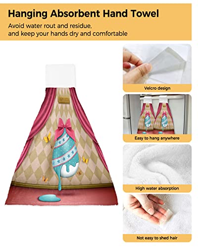 Museday Hand Towels For Bathroom Kitchen Absorbent Dish Towels Happy Easter Cute Funny Paint Egg Butterfly Retro Theater Stage Decorative Hanging Hand Towels Set Soft Tea Bar Tie Towel Washcloth #TOP1