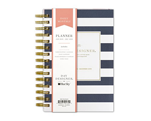 Day Designer for Blue Sky 2019 Daily & Monthly Planner, Flexible Frosted Cover, Twin-Wire Binding, 5