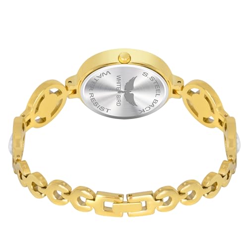 Image of Ladies Fashion Watch with Bracelet and Crystal Bezel, Black Analog Design, Water Resistant