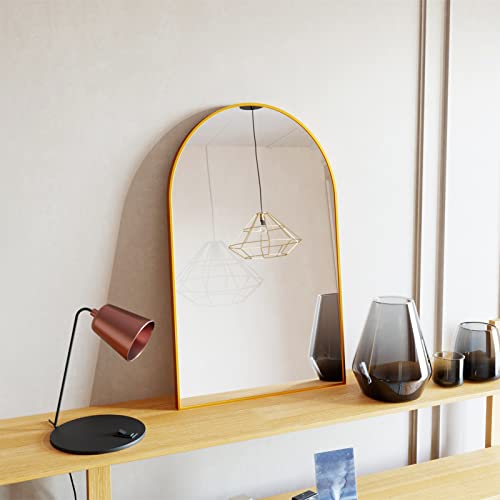 Beautypeak 24"X36" Arch Bathroom Mirror, Wall Mounted Mirror, Gold Vanity Wall Mirror W/Metal Frame For Bedroom, Entryway, Living Room #TOP1