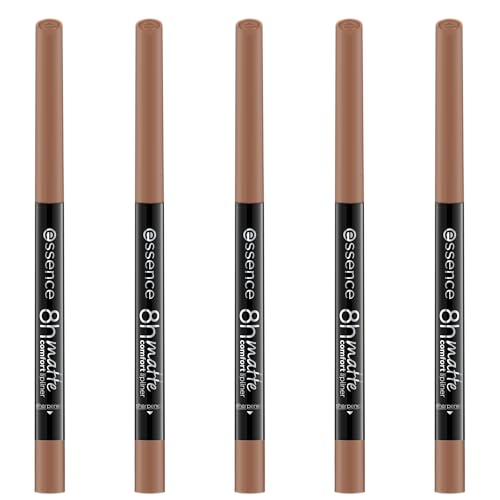 essence 8h MATTE comfort lipliner, Nr. 16, Braun, langanhaltend, sofortiges Ergebnis, matt, vegan, ohne Konservierungsstoffe, ohne Parabene, ohne Mikroplastikpartikel, 5er Pack (5x0.3g)