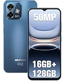 Ulefone Note 16 Pro Smartphone Ohne Vertrag 50MP+8MP Handy Günstig 16GB RAM+128GB ROM 4400mAh 6.52' HD+ 4G Dual SIM Android Handy Ohne Vertrag GPS/OTG/Face ID/Fingerabdruck Blau
