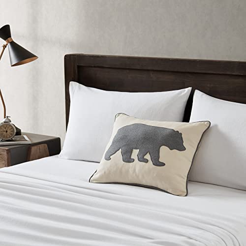 Image of Eddie Bauer Home Throw Pillow with Zipper Closure, Perfect Luxurious Bedding Set for Bed or Sofa, 16 inch x 20 inch, Bear Twill Grey