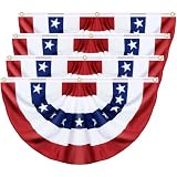 4 Pcs 3X6 Ft Patriotic Pleated Fan Flag Bunting 250Th Anniversary, American Flag Banner, Heavy Duty Fade-Resistant Fabric With Grommets &Amp; Weighted Bottom For 4Th Of July Memorial Day Outdoor Decor